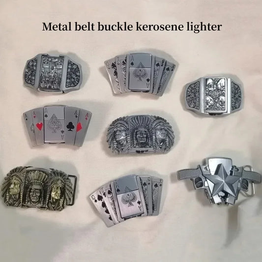 Trendy  Lighter Metal Belt Buckle Lighter Personalized Lighters Smoking Men'S Gadgets Cigarette Accessories Men'S Gifts